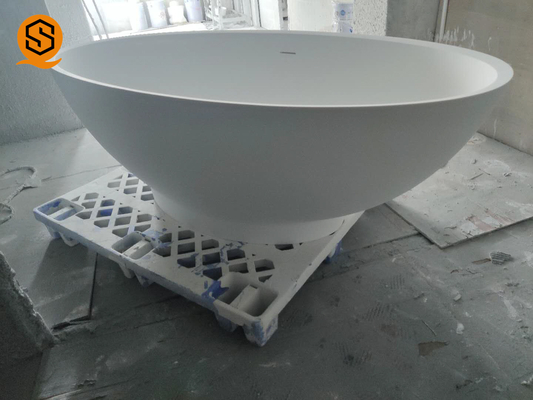 Solid Surface Artificial Stone Bathtub Oval Freestanding Soaking Tub