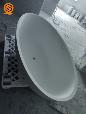 Solid Surface Artificial Stone Bathtub Oval Freestanding Soaking Tub