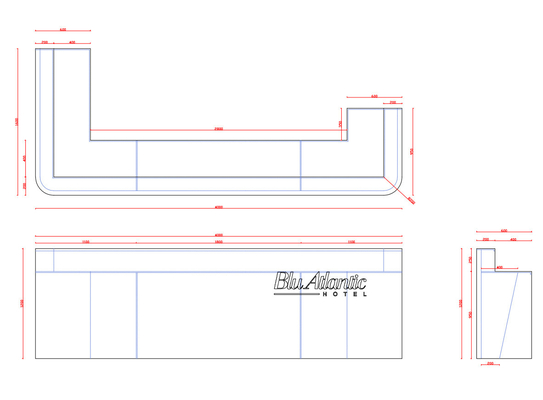 Modern 2 People Artificial Stone Reception Desk With Joint Invisible