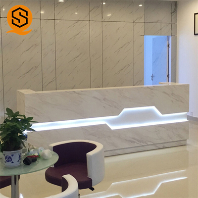 white LED solid surface reception desk