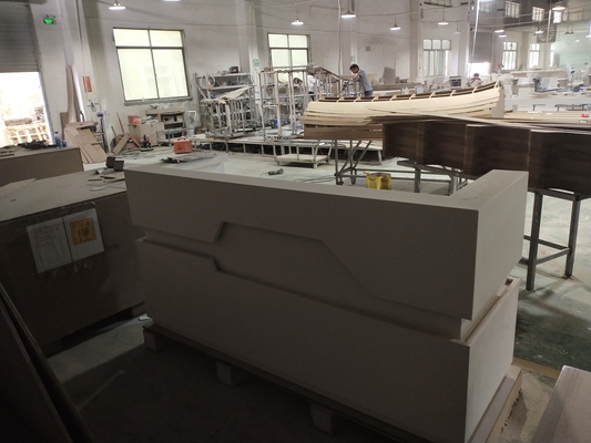 white LED solid surface reception desk