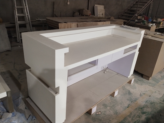 white LED solid surface reception desk