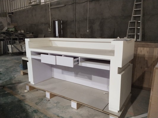 white LED solid surface reception desk
