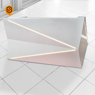 Unique Design Led Light Office Front Counter White Artificial Stone Reception Desks