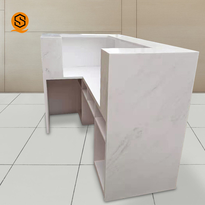 Small Reception Desk Office Front Counter White Stone Solid Surface Reception Desk