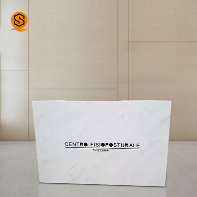 Small Reception Desk Office Front Counter White Stone Solid Surface Reception Desk