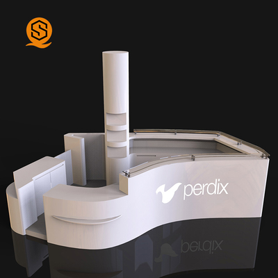 Front Counter Modern White Big Artificial Stone Corian Airport Reception Desk