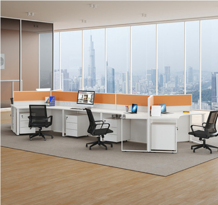 Acrylic Office Workstation 6 Person Cluster Workstation 2000mm 1500mm