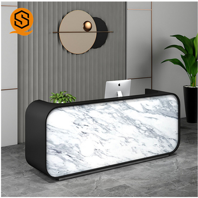 Matte Repairable Solid Surface Reception Counter Joint Seamless Marble Pattern