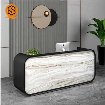 Matte Repairable Solid Surface Reception Counter Joint Seamless Marble Pattern