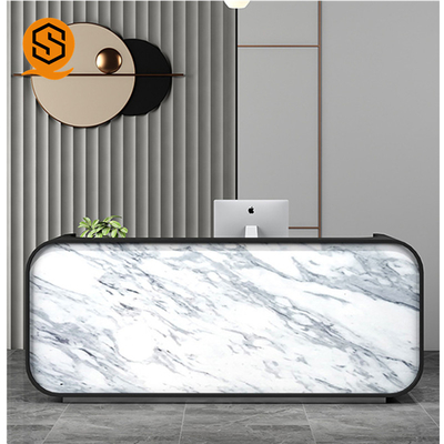 Matte Repairable Solid Surface Reception Counter Joint Seamless Marble Pattern