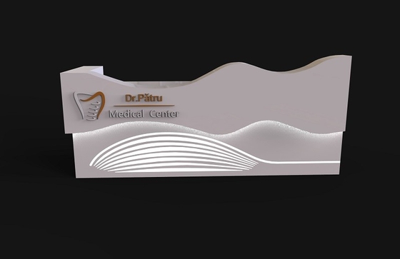 OEM LED Modern Office Reception Counters NFS ISO9001 Acrylic Reception Desk