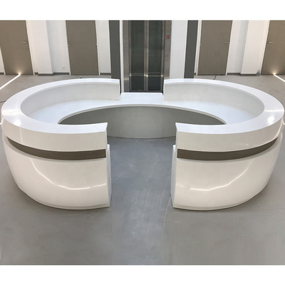 White Repairable NFS Curved Solid Surface Reception Desk Stick Seamless