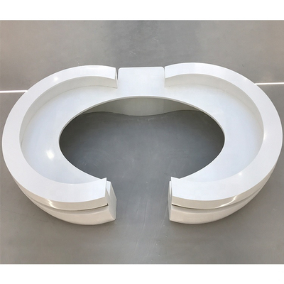 White Repairable NFS Curved Solid Surface Reception Desk Stick Seamless