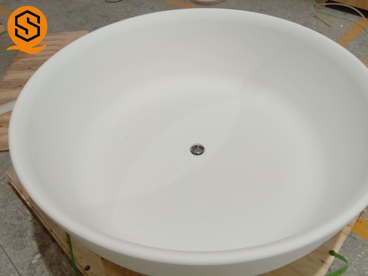 LOW MOQ Drainer Artificial Stone Bathtub 300C Round Free Standing Bathtub