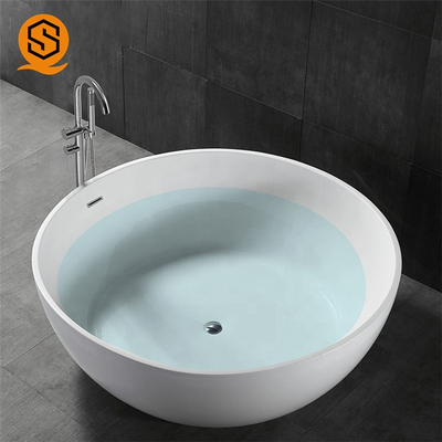 LOW MOQ Drainer Artificial Stone Bathtub 300C Round Free Standing Bathtub