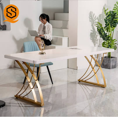 PMMA Acrylic Metal Legs Desk GMC UL Artificial Stone Table 1500mm Length