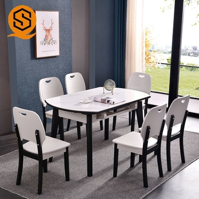 OEM Rock Slab Artificial Stone Table GMC Matte Seamless Joint 6 Seats