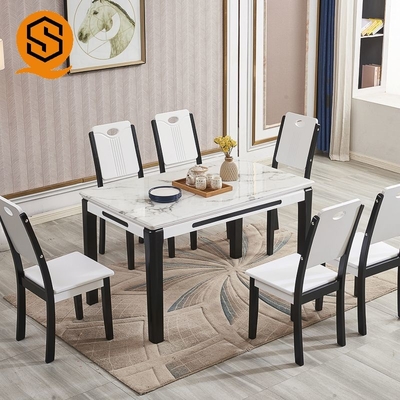 OEM Rock Slab Artificial Stone Table GMC Matte Seamless Joint 6 Seats