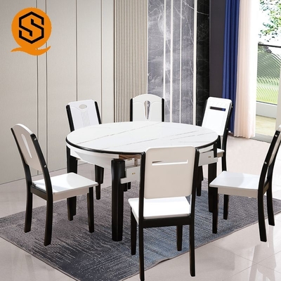 OEM Rock Slab Artificial Stone Table GMC Matte Seamless Joint 6 Seats