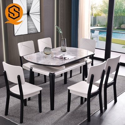 OEM Rock Slab Artificial Stone Table GMC Matte Seamless Joint 6 Seats