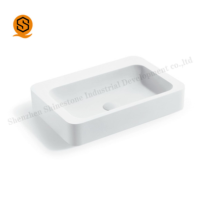 Matte Finish Bathroom Basin Sink Non Porous Acrylic Solid Surface 540mm Length