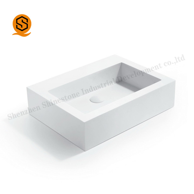 Matte Finish Bathroom Basin Sink Non Porous Acrylic Solid Surface 540mm Length