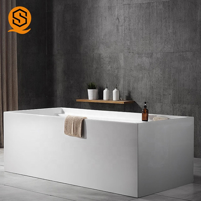 Seamless Joint Square Stone Bathtub Artificial GMC Waterproof 170x80cm