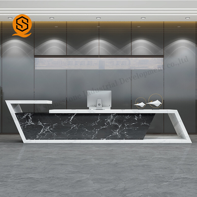 Semi Matt Solid Surface Reception Desk Joint Invisible Easily Repairable