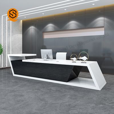 Semi Matt Solid Surface Reception Desk Joint Invisible Easily Repairable