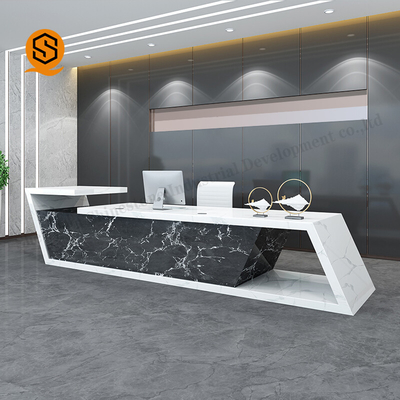 Semi Matt Solid Surface Reception Desk Joint Invisible Easily Repairable
