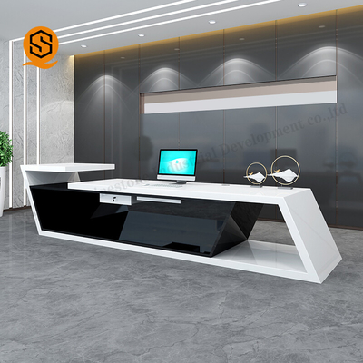 Semi Matt Solid Surface Reception Desk Joint Invisible Easily Repairable