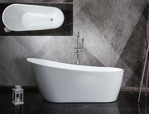 Freestanding Artificial Stone Bathtub 170CM For Office Building