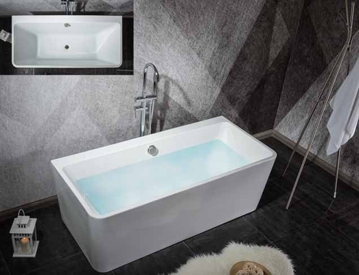 Freestanding Artificial Stone Bathtub 170CM For Office Building