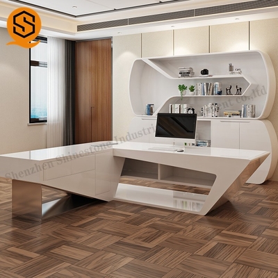 180cm Length Office Executive Desk MDF Plywood SGS With Side Cabinet