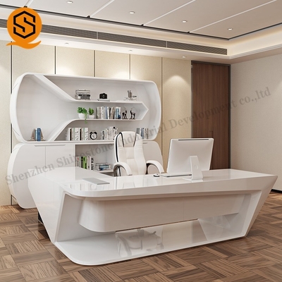 180cm Length Office Executive Desk MDF Plywood SGS With Side Cabinet