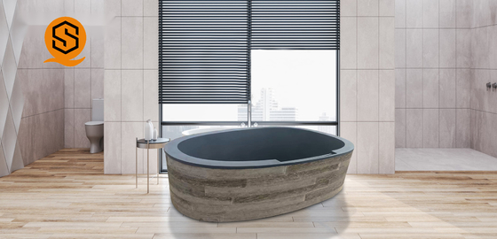 Oval Freestanding Artificial Stone Bathtub Acrylic Seamless Joint 170CM