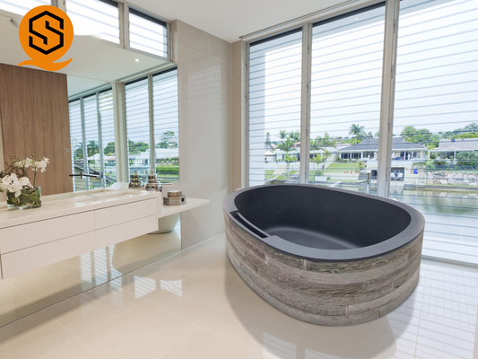 Oval Freestanding Artificial Stone Bathtub Acrylic Seamless Joint 170CM