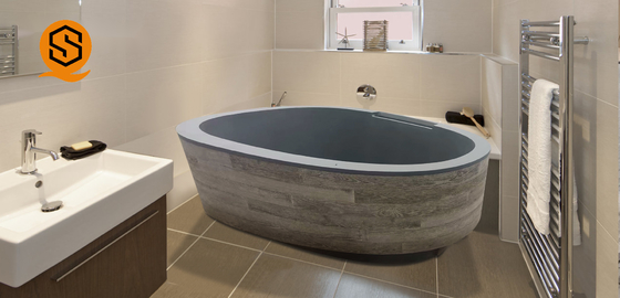 Oval Freestanding Artificial Stone Bathtub Acrylic Seamless Joint 170CM