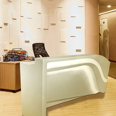 Waterproof Glossy Curved Reception Desk LED One Person With Monitor