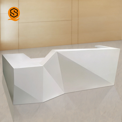 MDF Glass Solid Surface Reception Desk Joint Seamless ISO9001 For SPA Salon