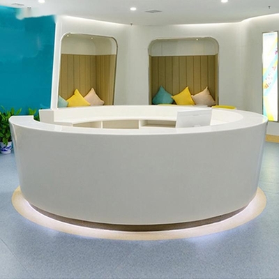 260cm Round Commercial Front Table Two Receptionists Artificial