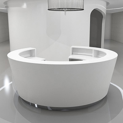 260cm Round Commercial Front Table Two Receptionists Artificial