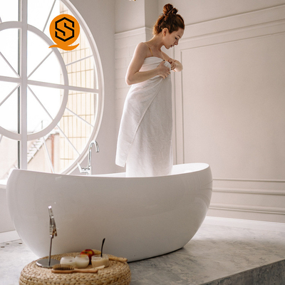 GMC Freestanding Resin Stone Bathtub White Matte Adult 150 140cm Length