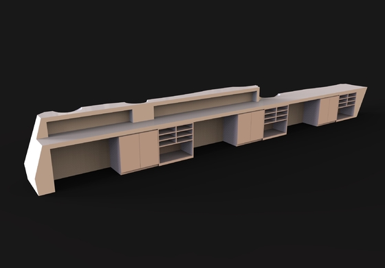 9.2m Large Serving Front Counter For Hotel or Gym Acrylic Solid Surface White Reception Desk